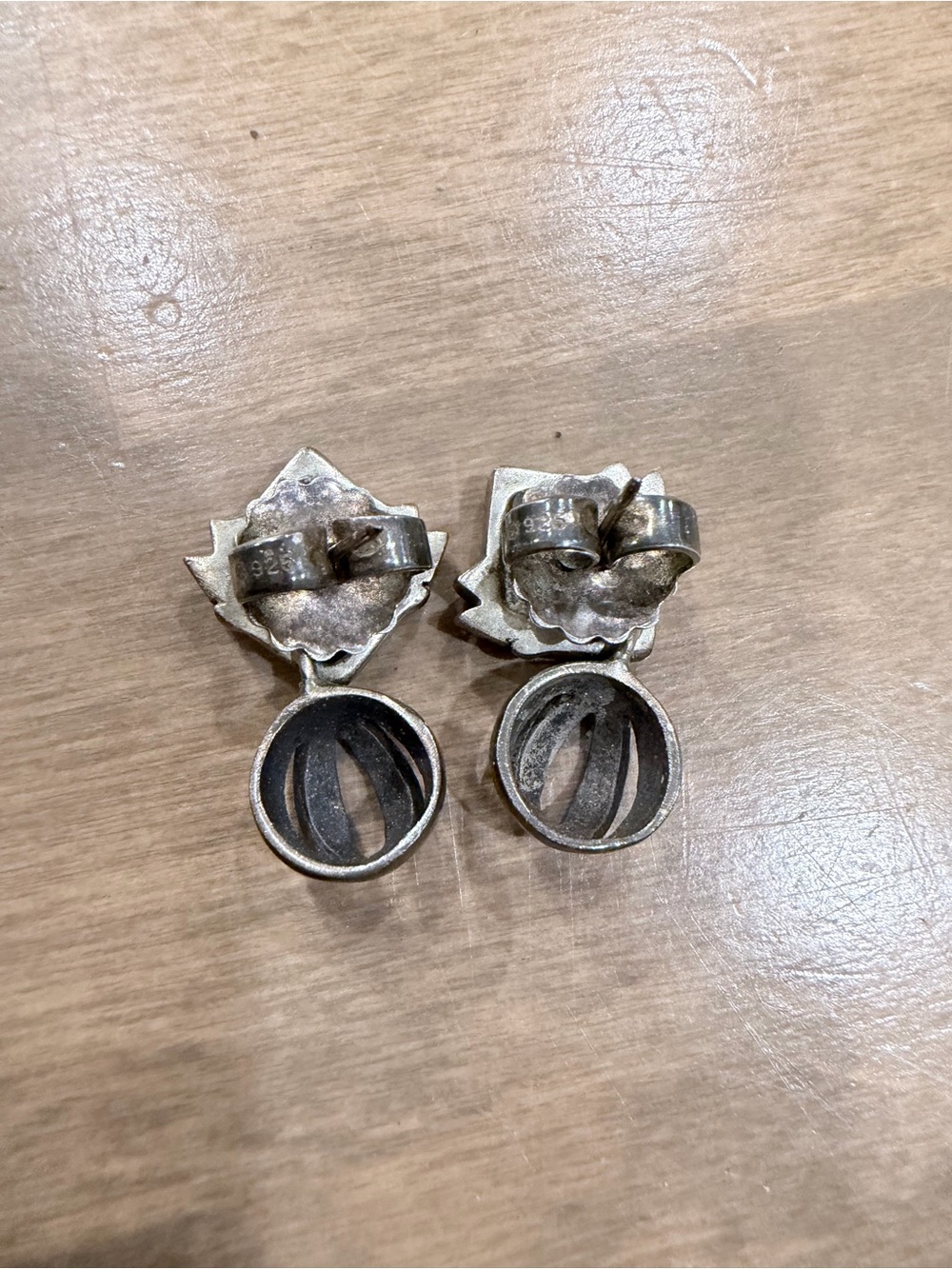 Custom Sterling Silver Geometric Earrings - Picture 3 of 3